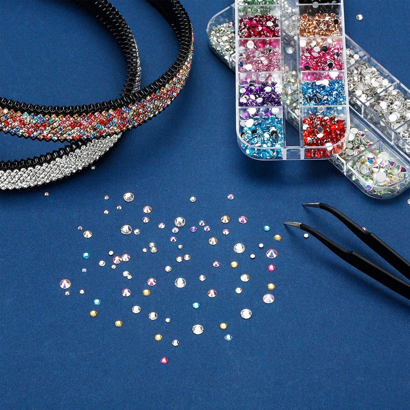 Bememo 4488 Pieces Nail Art Rhinestones Crystal Flatback Rhinestones with Picker Pick Up Tweezers for Nails Art Clothes Shoes Bags Decoration(Colorful, AB Color and Clear) - Image 4